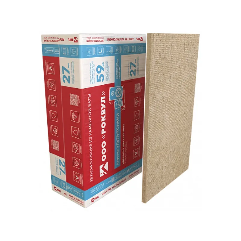 Утеплитель Rockwool Акустик Ультратонкий, 1000х600х27 мм (12 шт)
