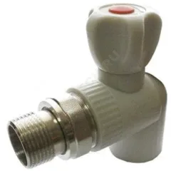 Кран шаровой PP-R серый Дн 25х1/2" НР угловой для радиатора VALFEX 10148125Г