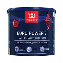 Краска моющаяся Tikkurila/Tikkivala Euro Power 7 основа А матовая (2,7 л)