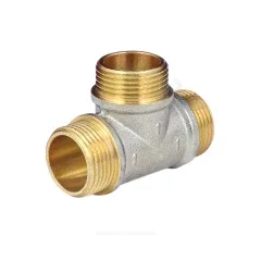 Тройник латунь никель Ду 25 (1") НР/НР/НР 9010 ГОСТ Р 72337-2025 Aquasfera 9010-03
