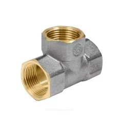 Тройник латунь никель Ду 40 (1 1/2") ВР/ВР 9007 ГОСТ Р 72337-2025 Aquasfera 9007-05