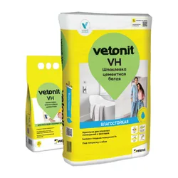 Шпаклевка цементная Vetonit VH финишная, влагостойкая, белая, 20 кг