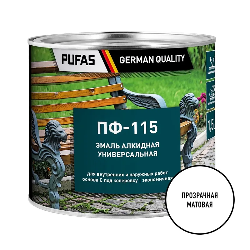 Эмаль Pufas ПФ-115 ГОСТ основа С матовая (1,9 кг)