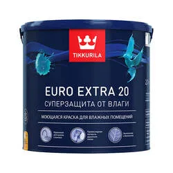Краска для влажных помещений Tikkurila/Tikkivala Euro Extra 20 A полуматовая (2,7 л)