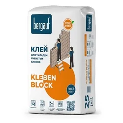 Клей для ячеистых блоков Бергауф Клебен Блок морозостойкий, 25 кг