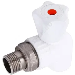 Кран шаровой PP-R белый Дн 20х1/2" НР угловой для радиатора VALFEX 10148020