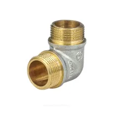 Угольник латунь никель реборда Ду 20 (3/4") НР/НР 9005 ГОСТ Р 72337-2025 Aquasfera 9005-02