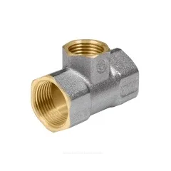 Тройник латунь никель переходной Ду 32х15х32 (1 1/4"х1/2"х1 1/4") ВР/ВР 9008 ГОСТ Р 72337-2025 Aquasfera 9008-04