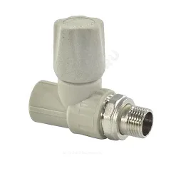 Клапан (вентиль) PP-R запорный серый Дн 25х3/4" Ру25 НР прямой для радиатора VALFEX 1014625034Г