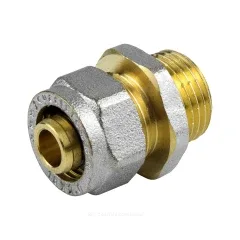 Муфта МП латунь никель обжим Дн 20х3/4" НР ГОСТ 32415-2013 7001 Aquasfera 7001-04 .