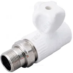 Кран шаровой PP-R белый Дн 25х3/4" НР прямой для радиатора VALFEX 10149025